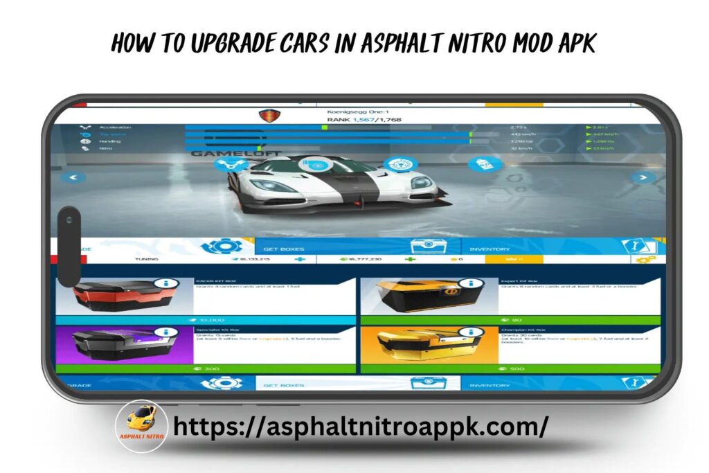 upgrade cars Asphalt Nitro mod apk